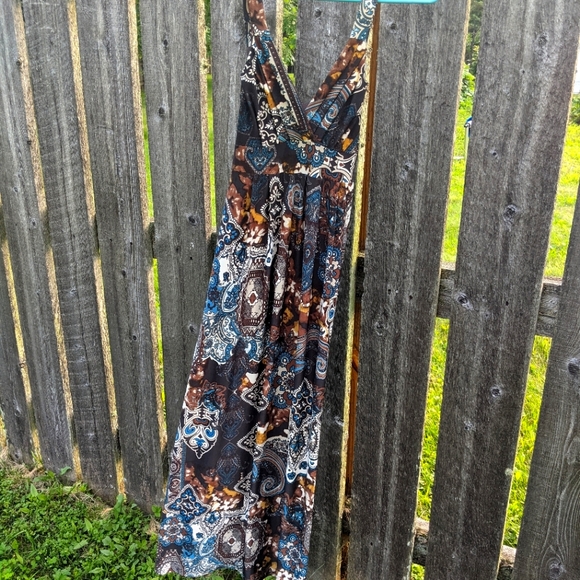 Tie-back sleeveless maxi sundress surplice bodice - Picture 1 of 6